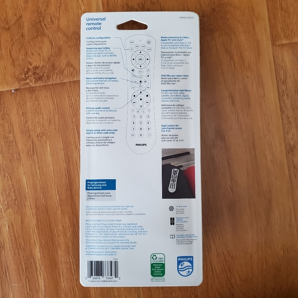 Philips Remote Control Universal Remote Control 4 devices NIB - Picture 2 of 4